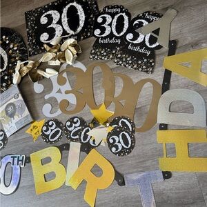Gold and Black Birthday Party Decoration Set